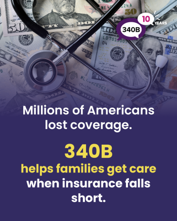 Millions of Americans lost coverage. 340B helps families get care when insurance falls short.